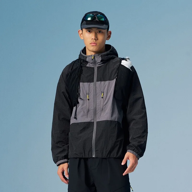 Unisex Lightweight Water-Repellent Hiking  Breathable Windbreaker with Hood Zippered Pockets Elastic Cuffs Outdoor Adventures