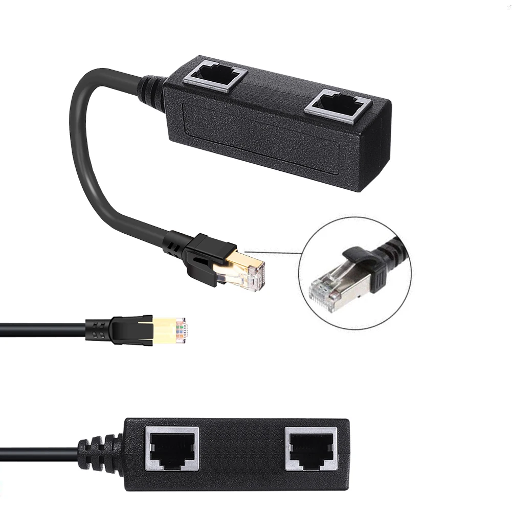 Ethernet Cable Adapter Connector 1 to 2 Port Coupler Extender for Cat 6e Cat 6