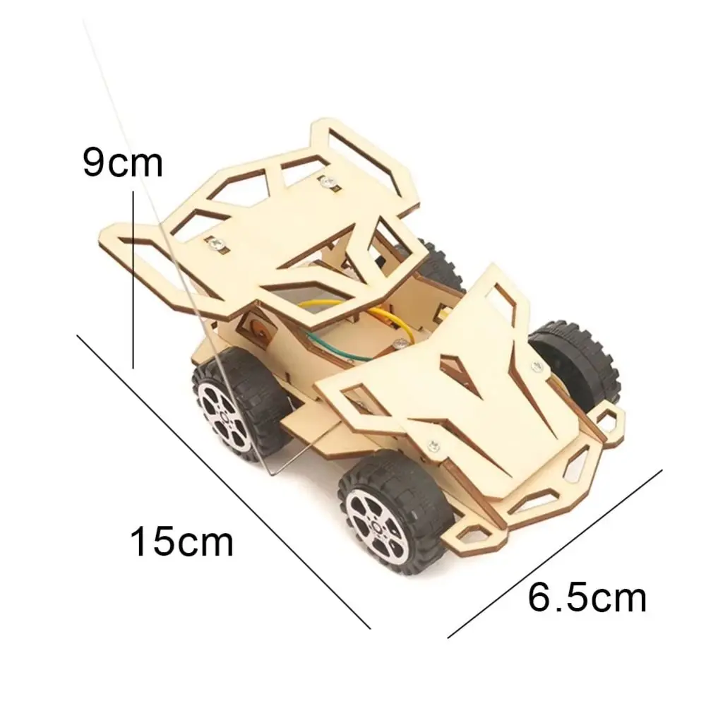 New Wooden DIY Car Model Wood Color DIY Wooden Car Toy 3D Assemble Electric Four Wheel Drive Racing