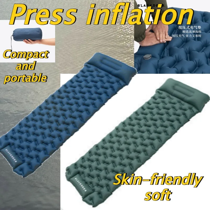 

Outdoor Camping Inflatable Mattress Sleeping Pad With Pillows Ultralight Air Mat Built In Inflator Pump Hiking