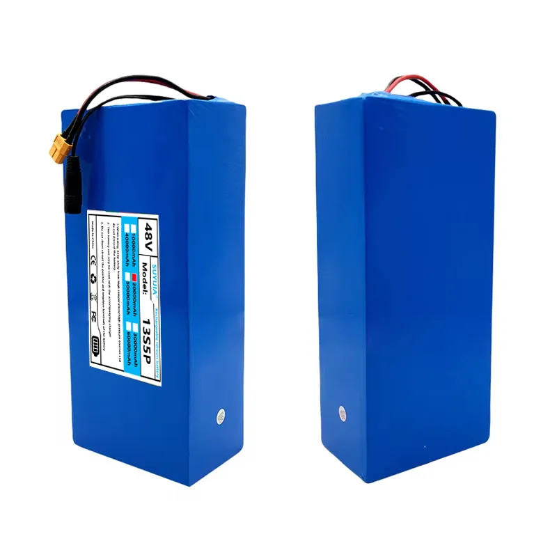 13S5P 48V 20Ah Lithium Battery with BMS and 54.6V 2A Charger, for Bicycle, Scooter, Mobility Tool 500W-1000W, Rechargeable 18650