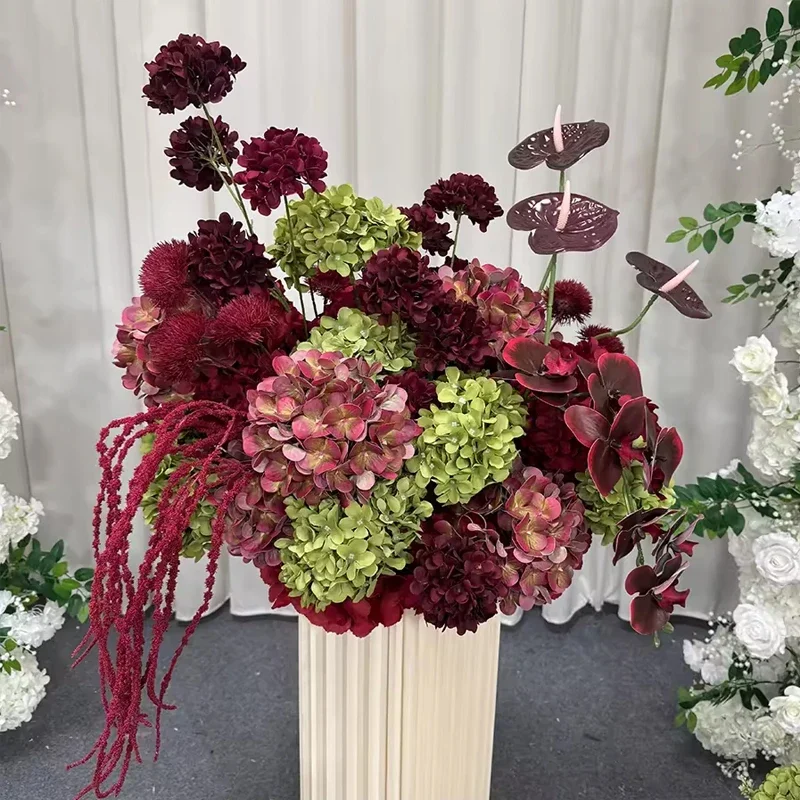 Rosa-grüne künstliche Rosen-, Hortensien- und Anthurien-Blumenarrangements für Hochzeitstischdekoration, Bankett, Event- und Partydekoration 30/70CM ﻿ – Detail 2