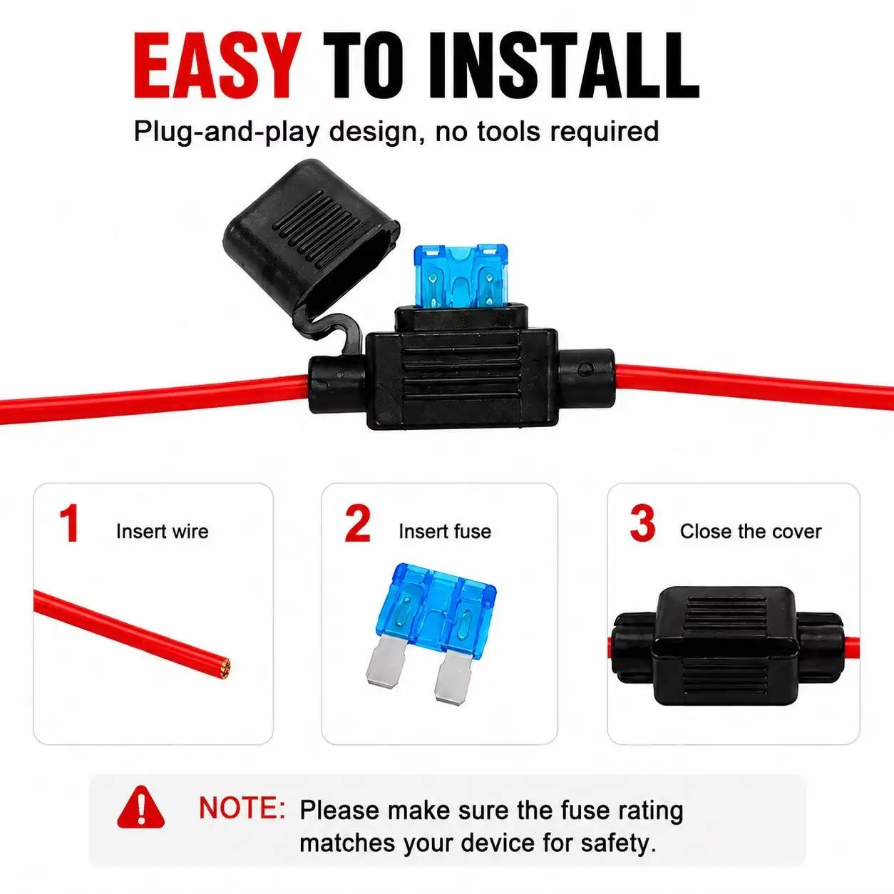 1PCS Waterproof Fuse Holder 32V Medium Mini Small 18AWG and Blade Fuse 50A 1A 2A 3A 5A 7.5A 10A 15A 20A 25A 30A 35A 40A