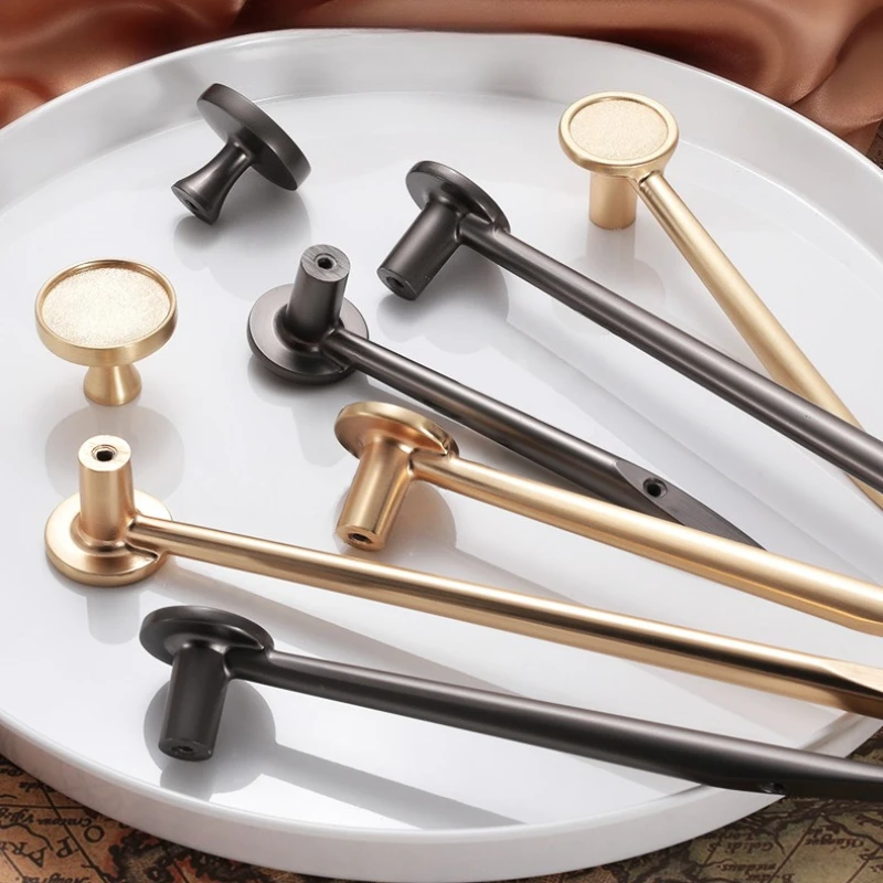 سبائك الزنك مقابض خزانة المطبخ مقبض الأثاث الرمادي درج يسحب الأجهزة الإبداعية بروش مقابض الأبواب الذهبية #4