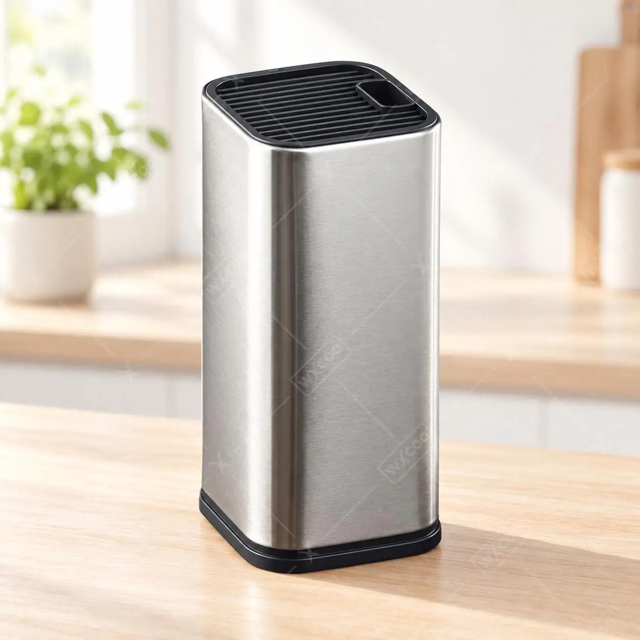 WXCOO Modern Easy Clean Nonslip Base for 5-7 Knives Stainless Steel Knife Holder Block Countertop Storage Rack Single Hole