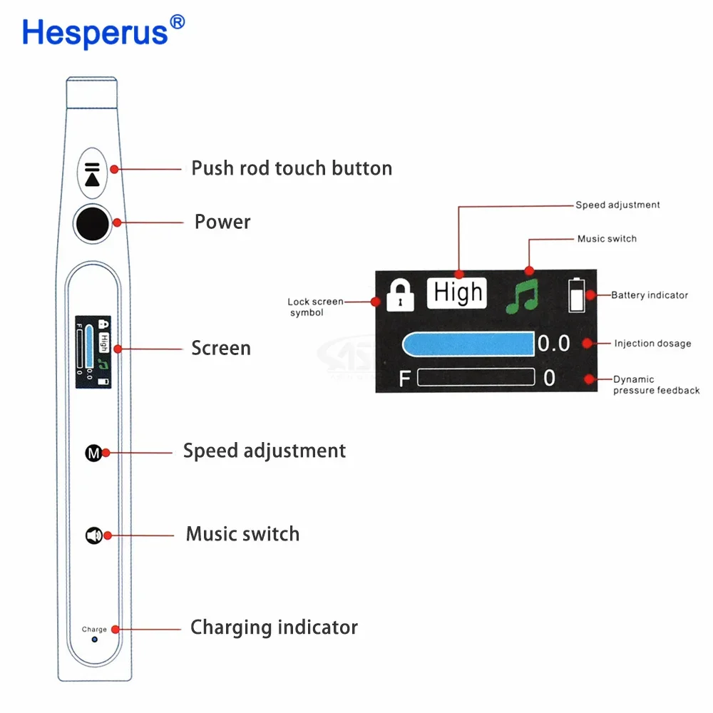 Den  tal Oral anest hesia Injector Portable Painless Wireless Local anest hesia with Operable LCD Display Chargeable & suction b