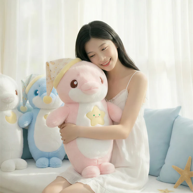 60 cm Notte stellata Piccolo delfino Peluche Blu Rosa Coppia Colori Delfino Cuscino di tiro Morbido Peluche Bambola Regalo per bambini