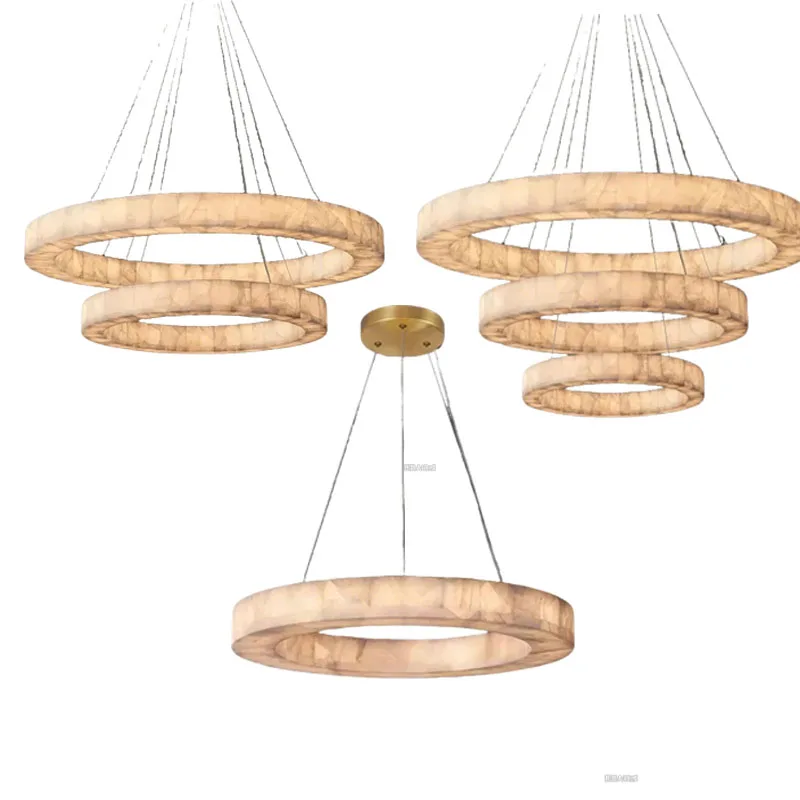 

2025 New Designer Indoor Marble Chandelier Pendant Lamp Luster Ceiling Light Adjustable Brass Chain Dimmable for Living Room