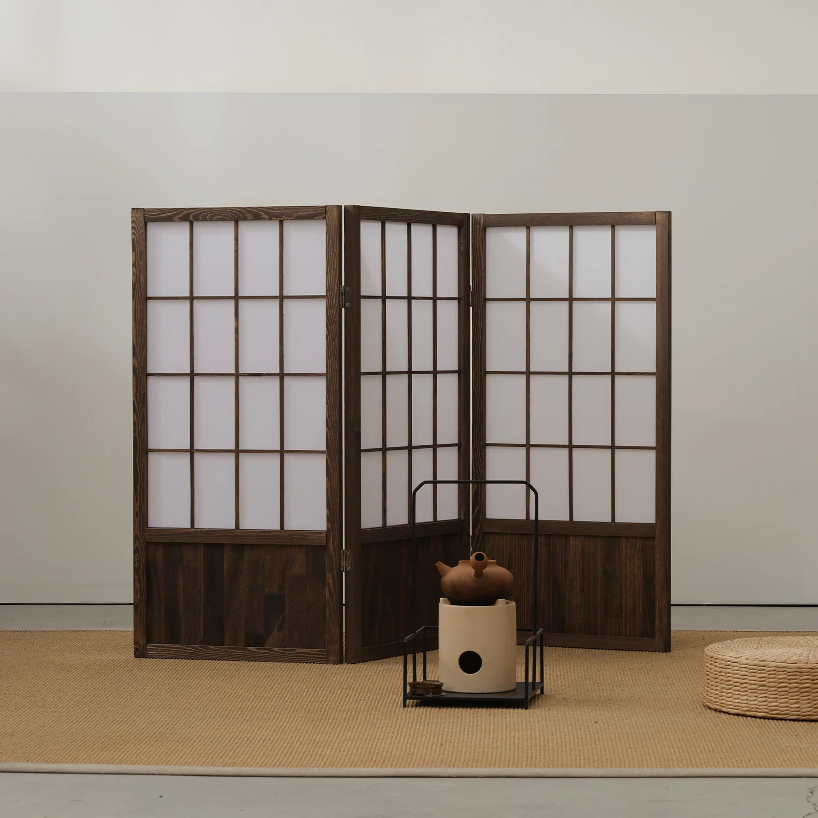 Japanese-style screen partition, living room entrance door blocking hall office tea room simple solid wood lattice folding