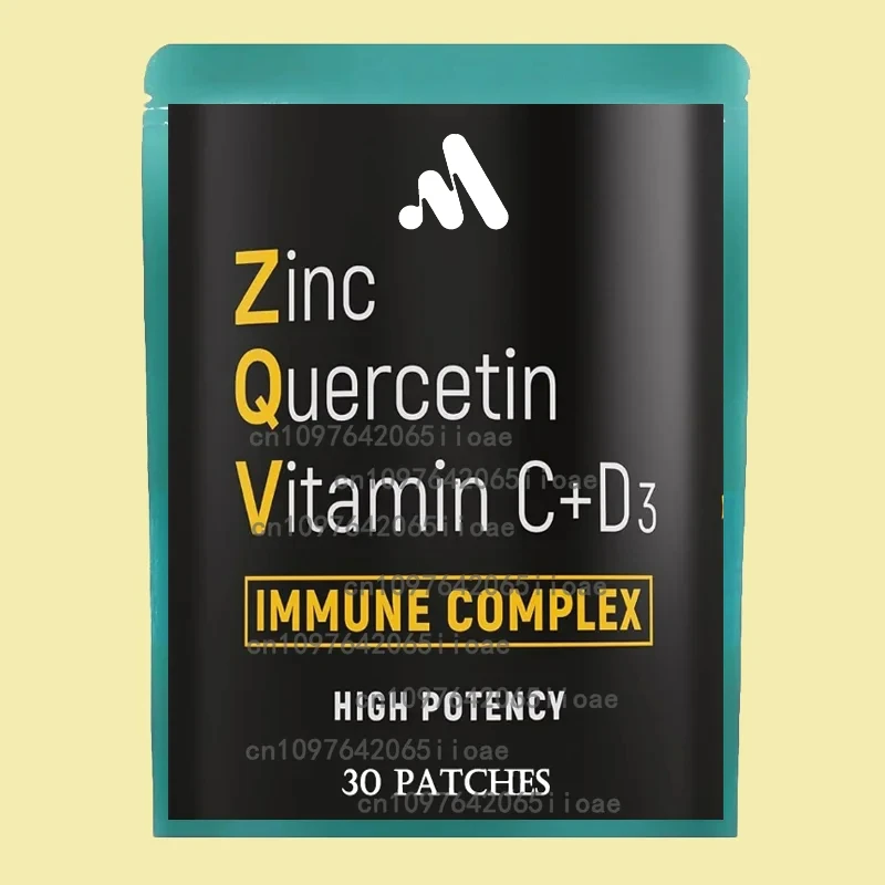 

30 Patches Zinc Quercetin Transdermal with Black Seed Zinc Picolinate Vitamin C Vitamin D3 Respiratory Support