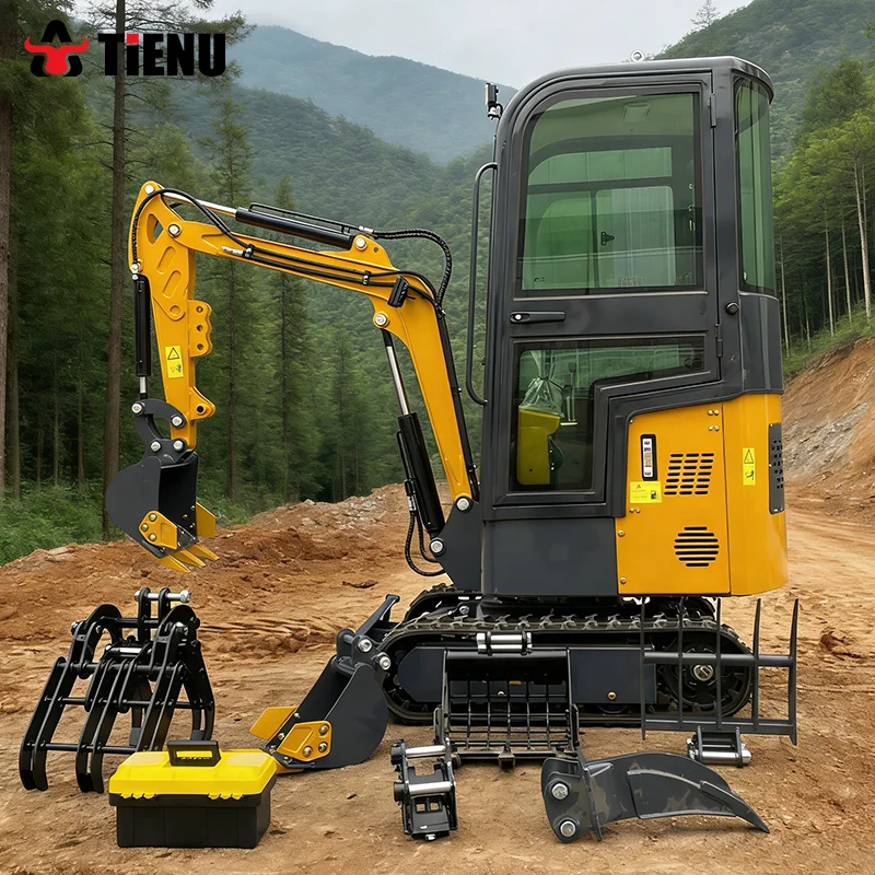 

Mini Excavator with Optional Mechanical Grab Bucket and Tracked Driving Suitable for Farmland and Household Work