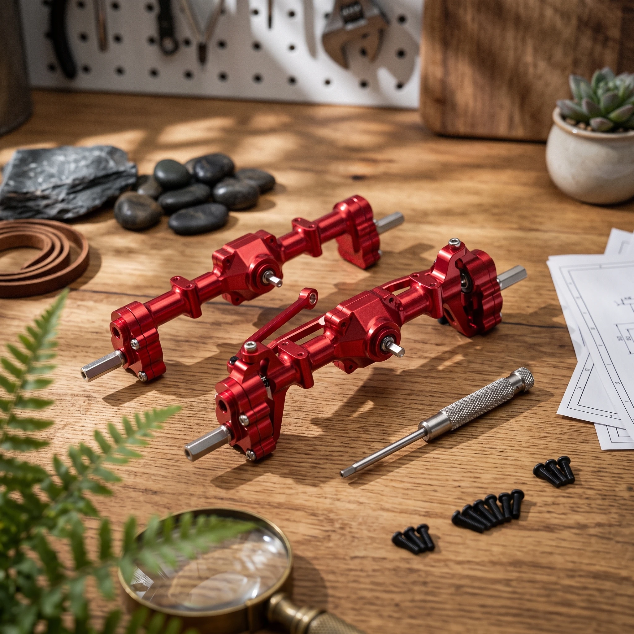 Ensemble d'essieux avant et arrière pour voiture RC à l'échelle 1:16 avec engrenages, essieux métalliques durables pour les amateurs, les modèles personnalisés