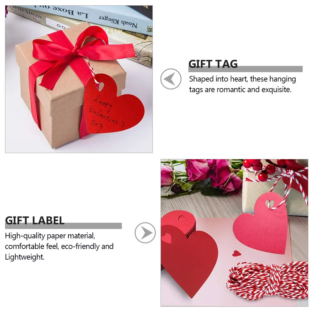 1Set High-Quality Heart Gift Hanging Tags Valentine's Day Love Decor Paper Tags for Gift Bags Romantic Display Labels