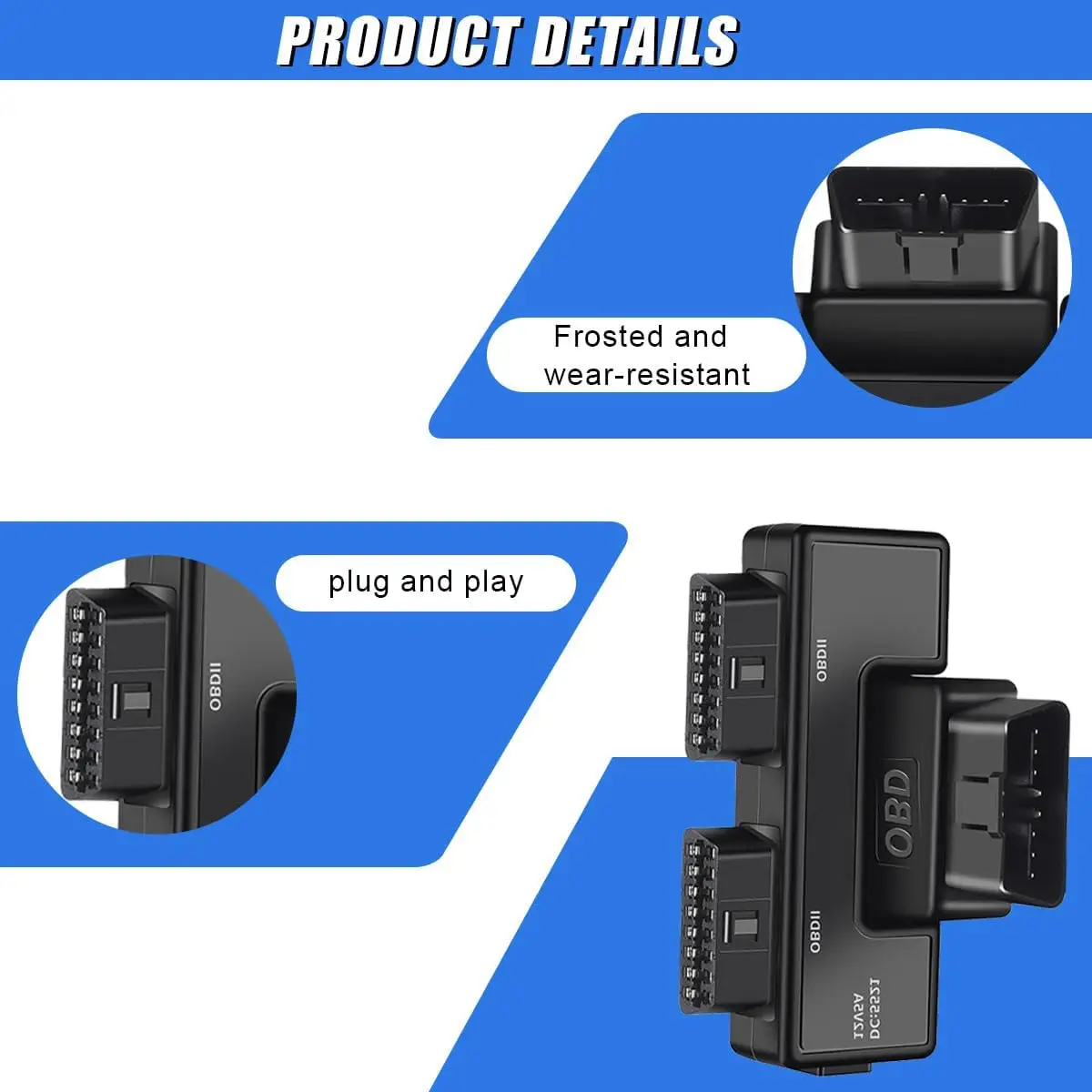 16 Pin 1 Male to 2 Female Extension Converter Adapter Universal Port Splitter for Standard OBD2 Devices Diagnostic Extender