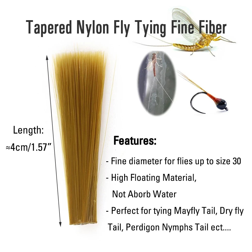 Tapered Nylon Fibers for Dry Wet Nymphs Mayfly Tails Fly Tying Material Nylon Ultra Fine Fibers Tails Synthetic Material