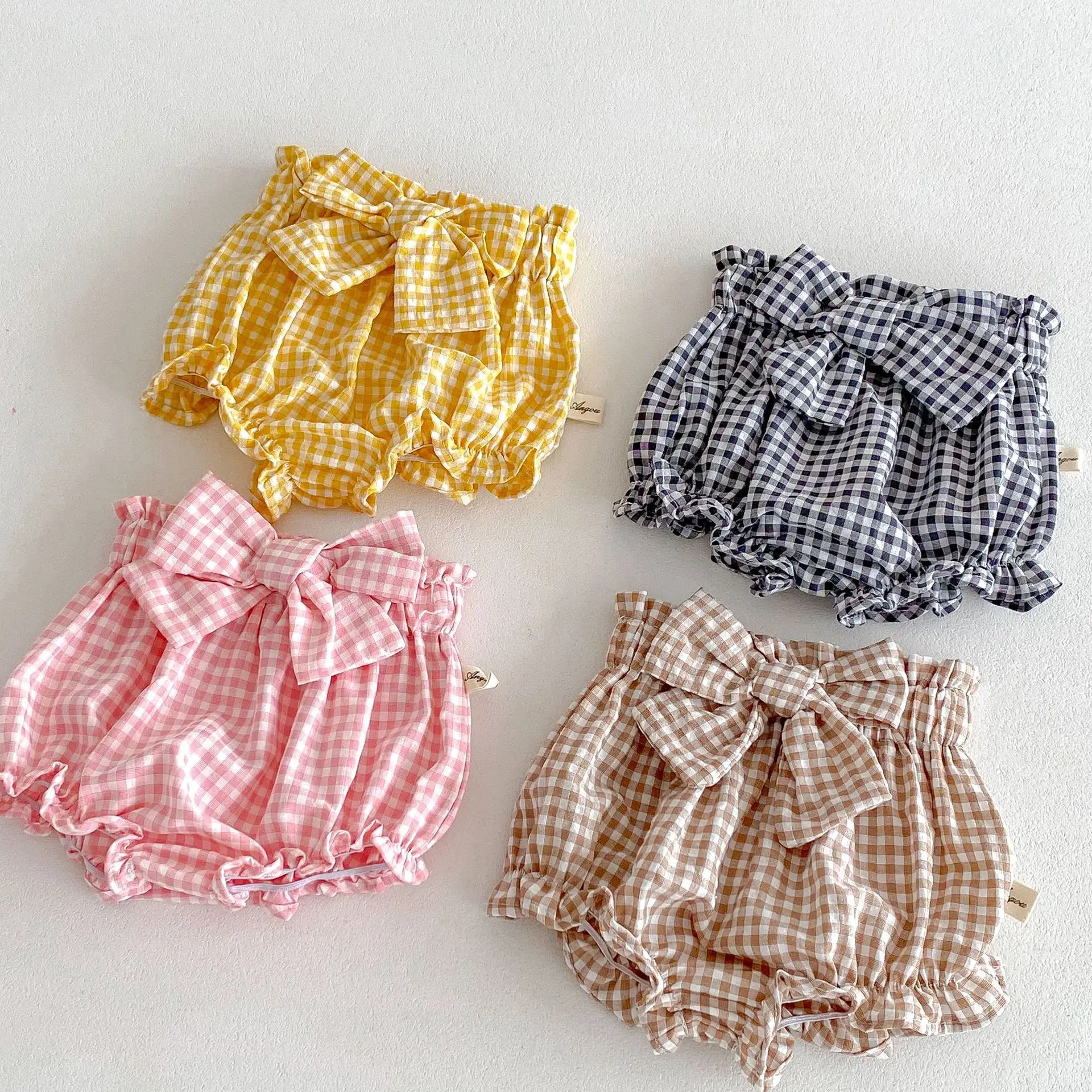 

Kids Pants Summer New Girls Trousers Lattice Shorts Children Flower Bud Lovely Butterfly Knot Versatile Simple 2024 Fashion