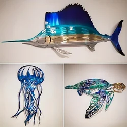 Metal Crafts Swordfish Jellyfish Turtle Home Decoration Art Wall Decoration Ornaments Popular Iron Art, Wall decoration, Artwork