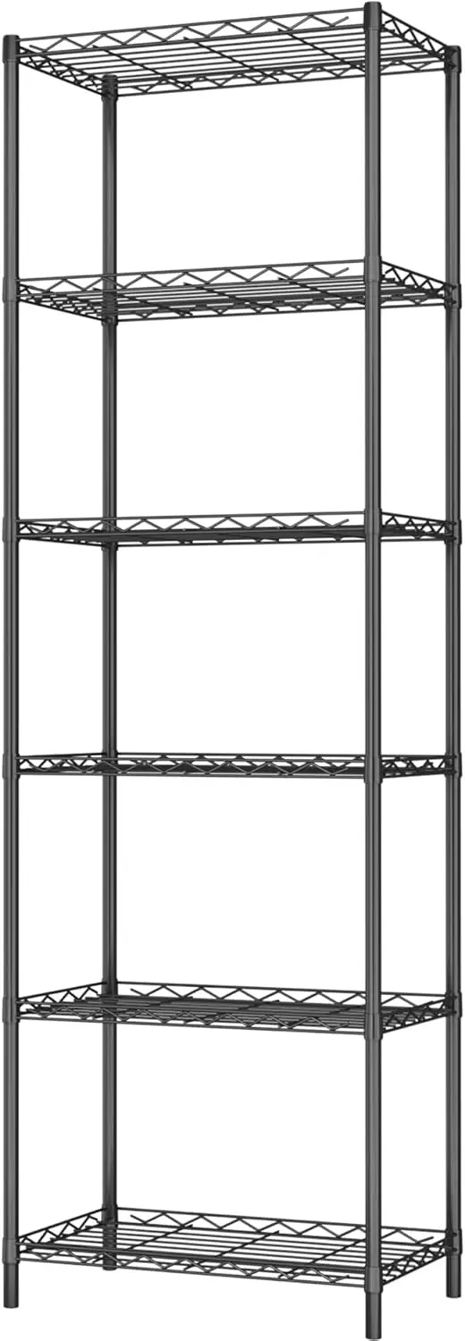 

6-Tier Heavy Duty Storage Shelves, Metal Wire Rack for Pantry Closet Kitchen Laundry, 21"W x 11.4"D x 67"H, Black