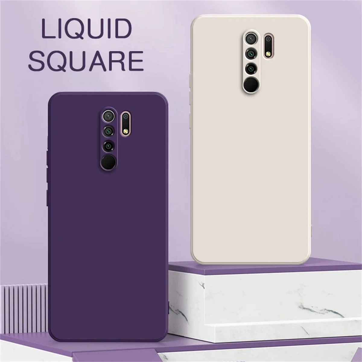 Square Liquid Silicone Case for Xiaomi Redmi 9 9A 9C 9i 9T 9AT AT Activ Power Prime Sport NFC India Redmi9 Soft Shockproof Cover