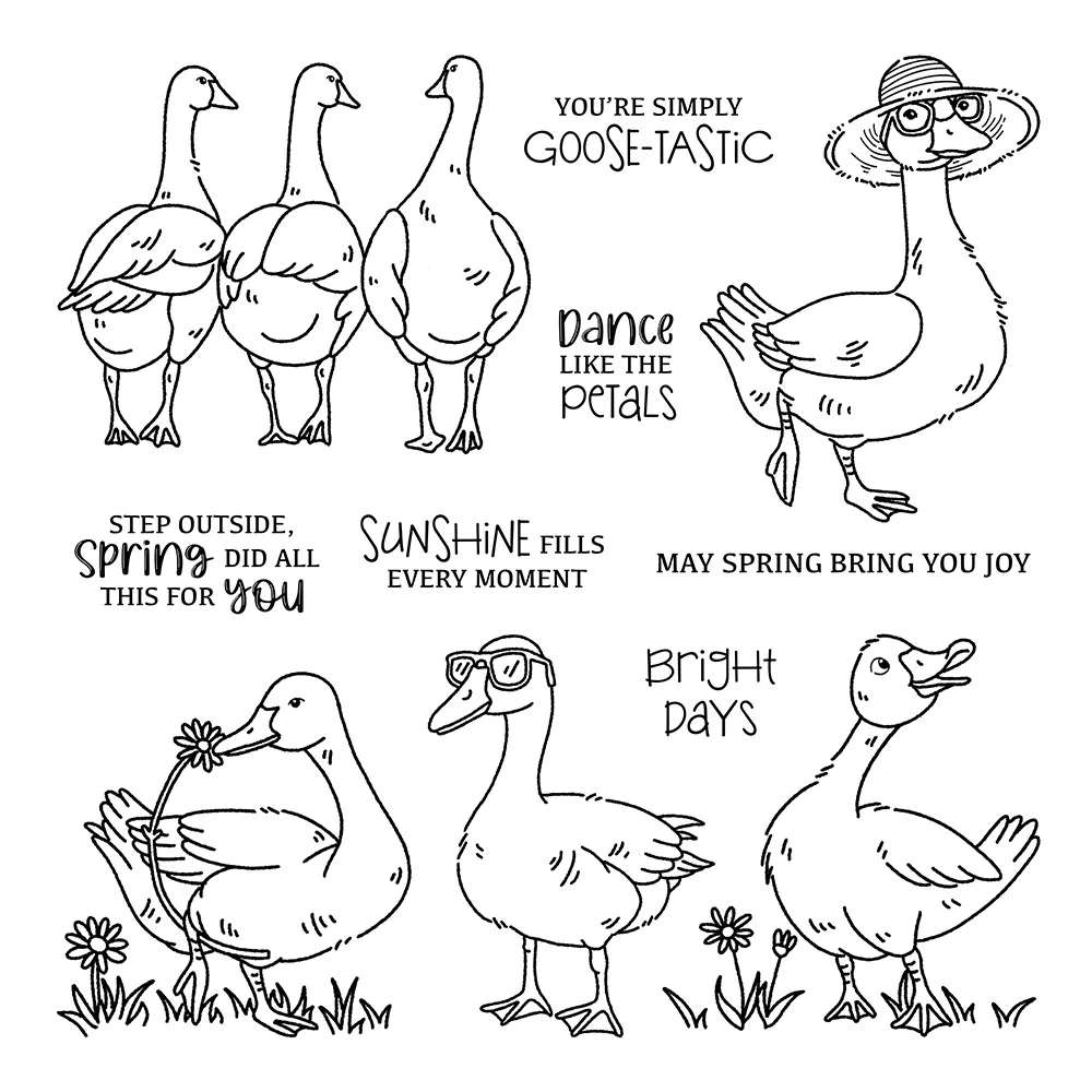 Mangocraft Cool Sunglasses Cartoon Goose Cutting Dies Clear Stamp DIY Scrapbooking Metal Dies Silicone Stamp For Cards Albums