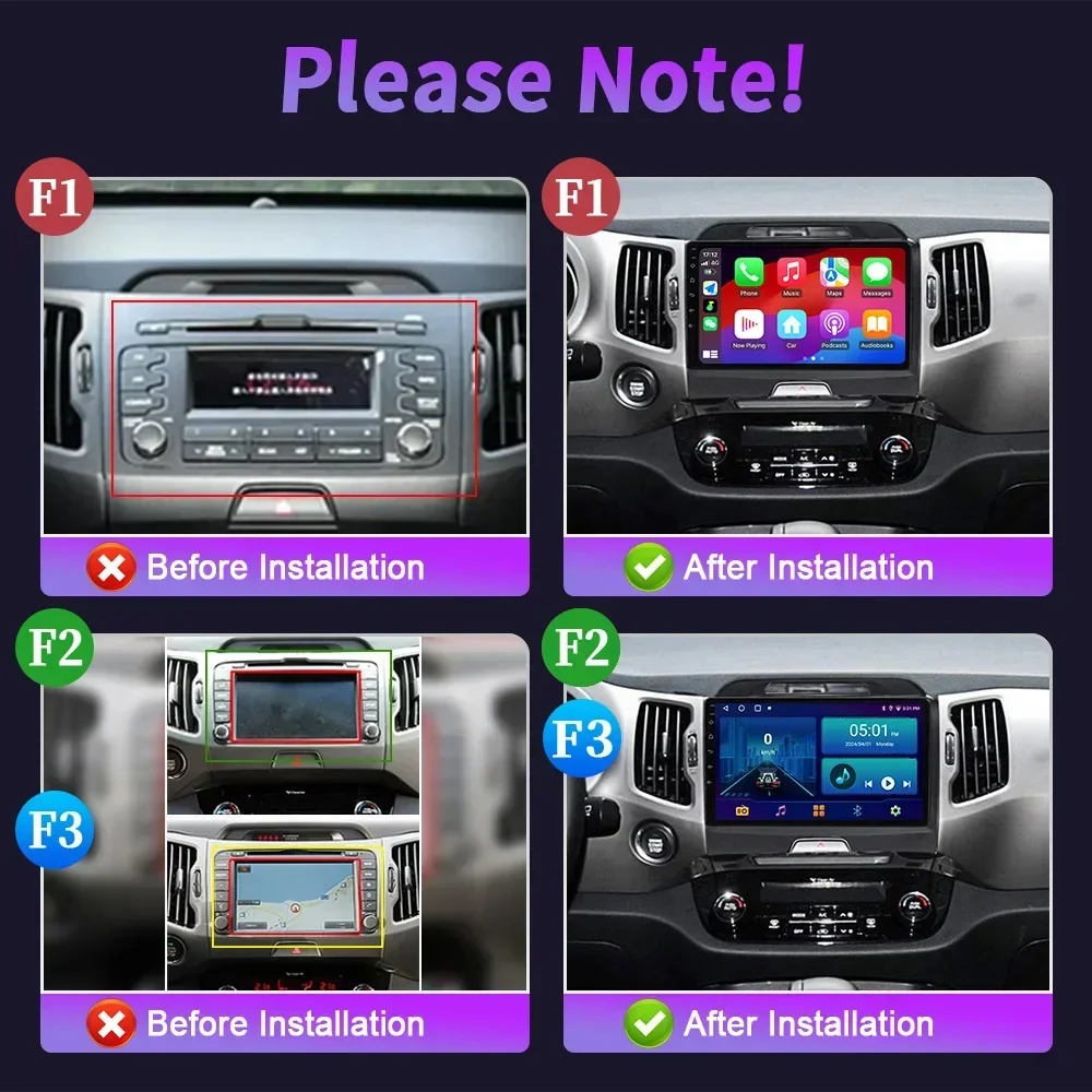 For Kia Sportage 3 SL 2010-2016 Car Radio Android 14 Multimedia Wireless Bluetooth Carplay Stereo 4G GPS Head Unit Touch Screen