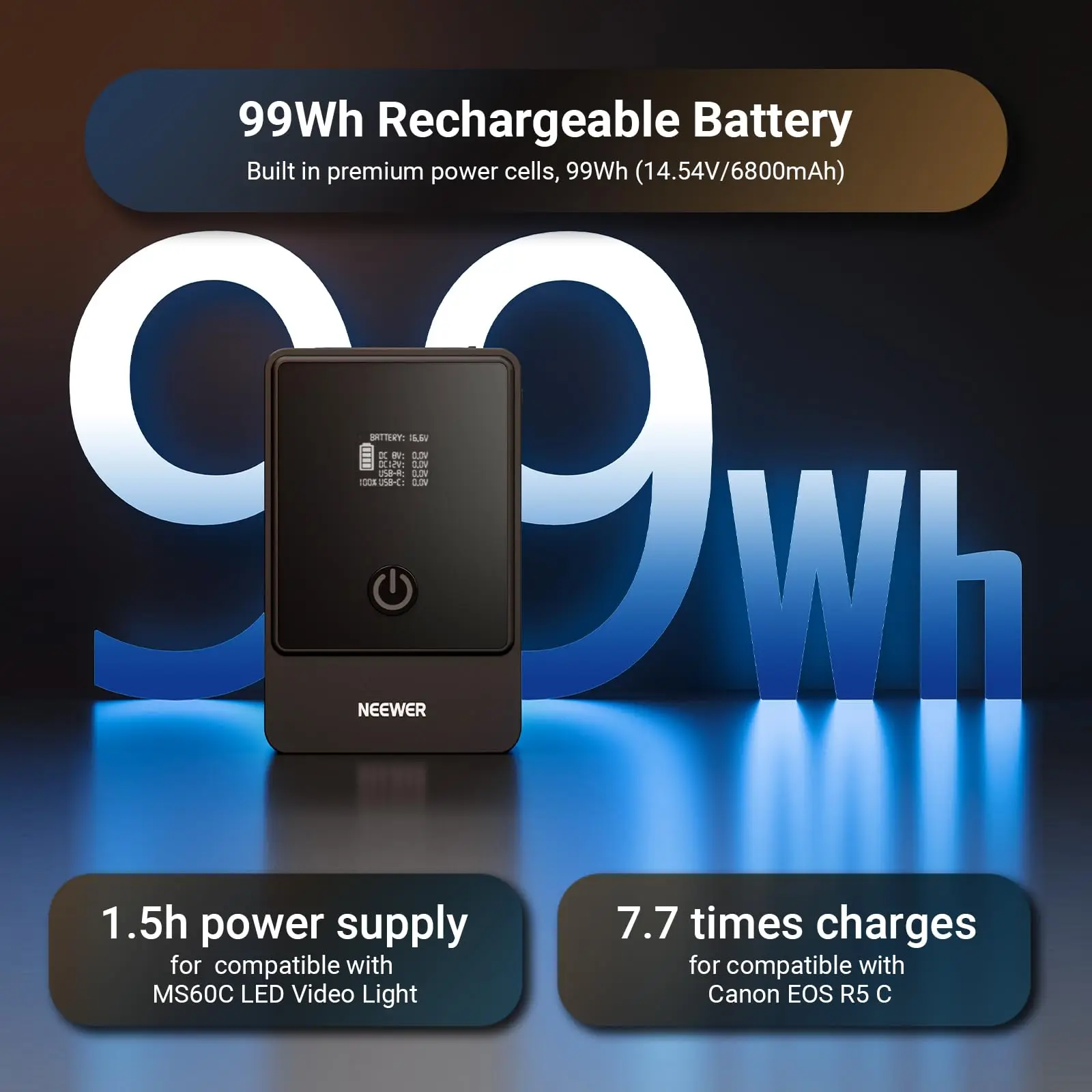 Neewer PS099F V Mount Battery OLED Display USB-C DC D-Tap Fast