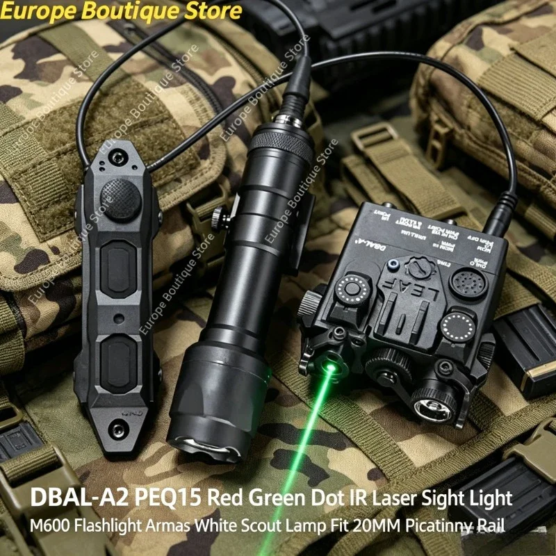 

M600 Flashlight White Scout Lamp DBAL-A2 PEQ15 Red Green Laser Sight IR Light Fit 20MM Picatinny Rail for Hunting Model Gear
