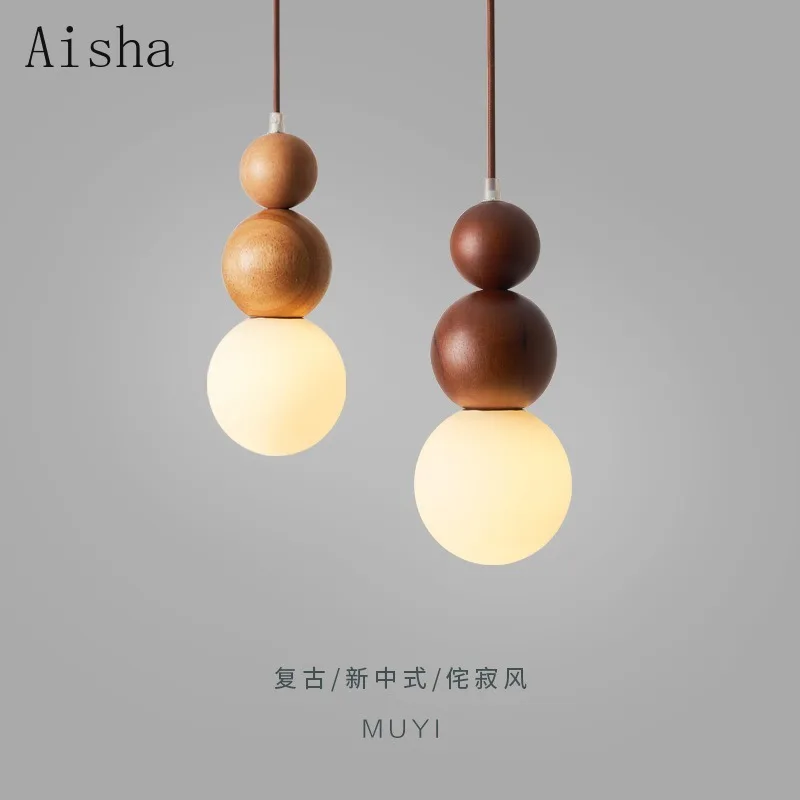 

Bedroom Bedside Pendant Light Japanese Solid Wood Hanging Light Wabi Sabi Style Homestay Home Interior Lighting Fixtures