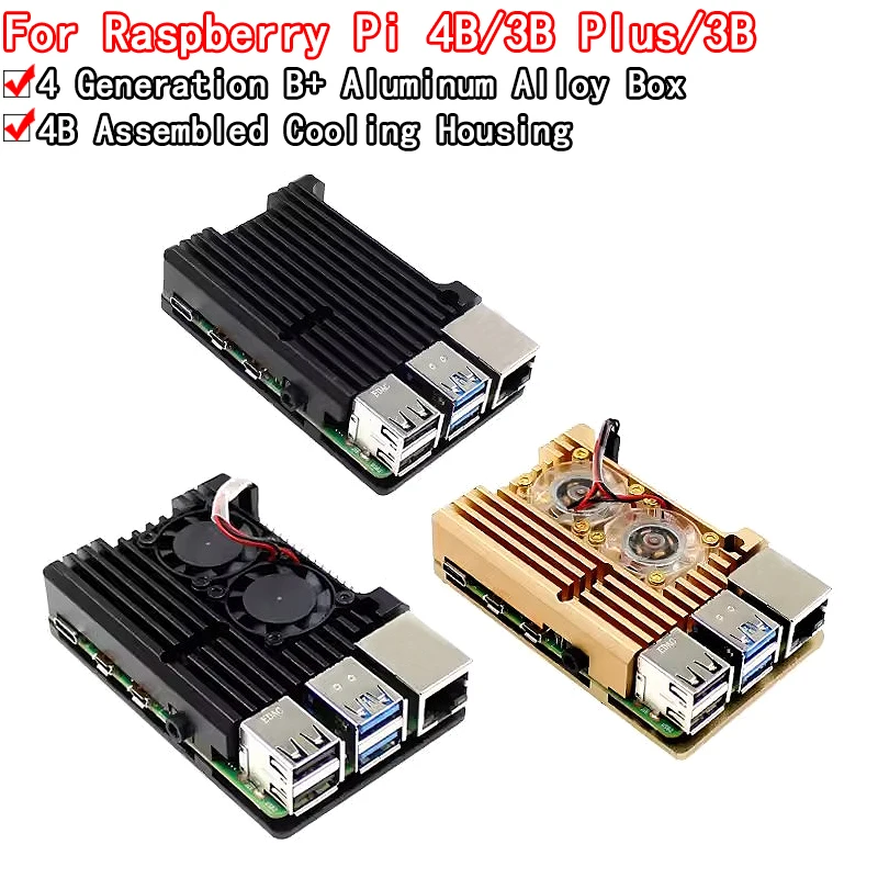 Aluminiowa obudowa z podwójnym wentylatorem chłodzącym do Raspberry Pi 4 3 Model B 3B Plus Metalowa obudowa do RPI Raspberry Pi 4 3 Model