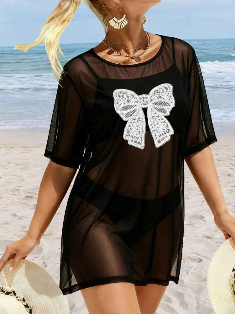 

Women Swimsuit Baggy Tunic Tops Bikini Cover-Ups Dress Swim Summer Beach Bathing T-Shirt Women Cotton Blouse Beachwear