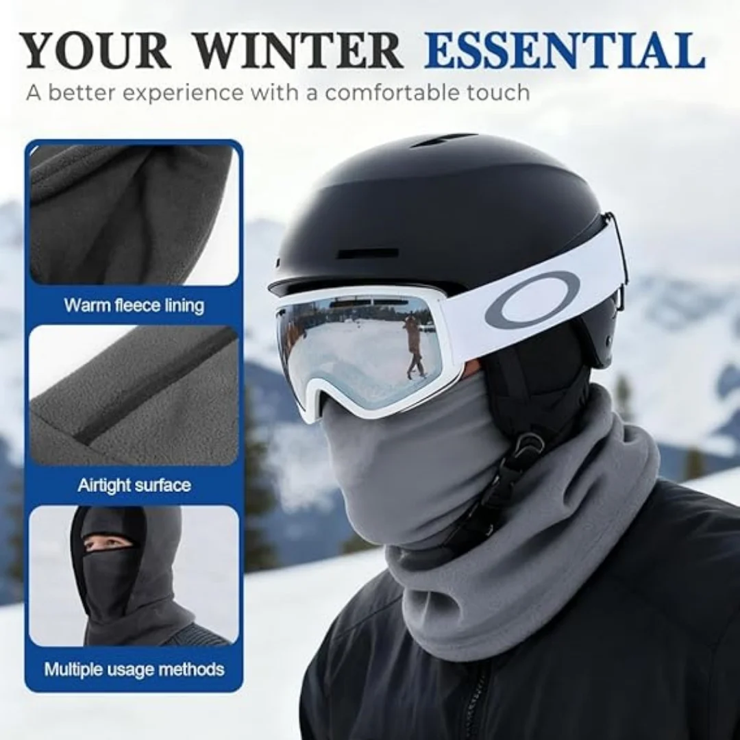 

Black Outdoor Winter Warm Hat Neckband Integrated Cycling Mask Sports Ski Head Cover Neck Windproof Cold One-Piece Pullover Hat, Windproof Fleece Thermal Face Mask