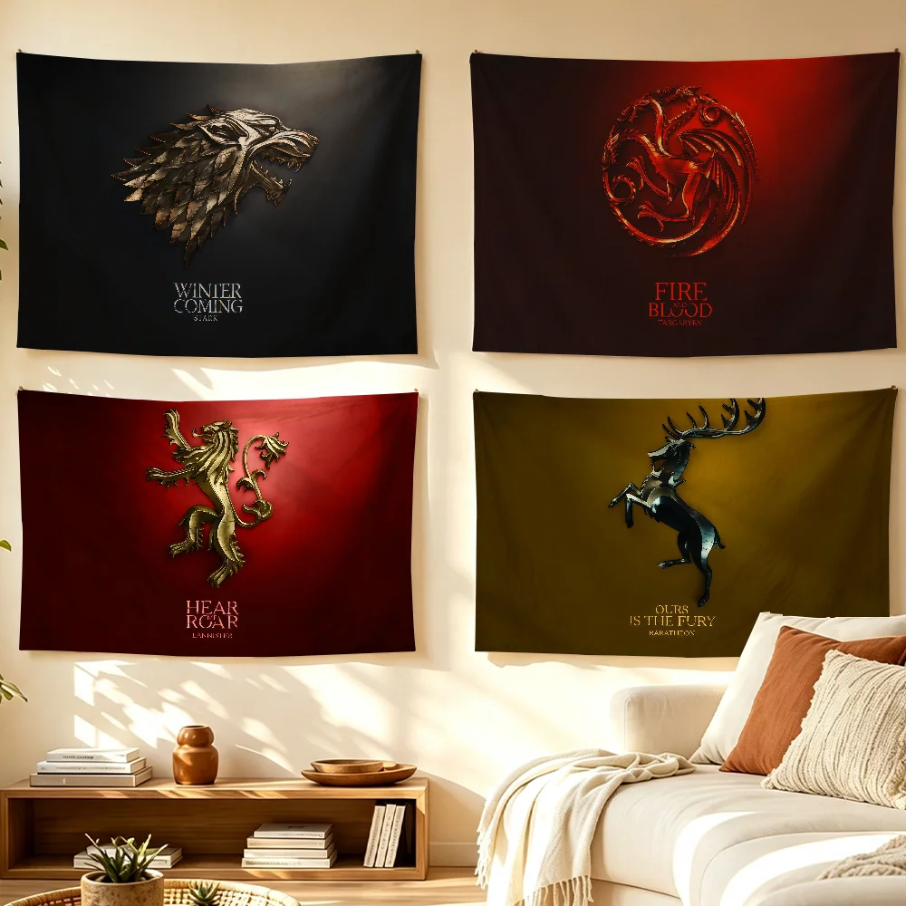 Classic TV G-Game of T-Thrones-S flag Room Decoration Wall Tapestry Hanging Aesthetic Bedrooms Advertising Banner