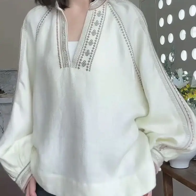 

Extra Large 300 Pou Retro Embroidered Long Sve irt Men's Loose Fit Spring Autumn New Sle Traditional Chinese Sle Top