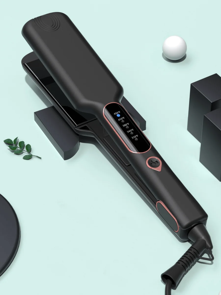 1pc 2-Inch Wide Titanium Alloy Flat Iron For Thick & Curly Hair, Fast Heating Straightener, Dual Voltage, Auto Shut Off, Gift Fo