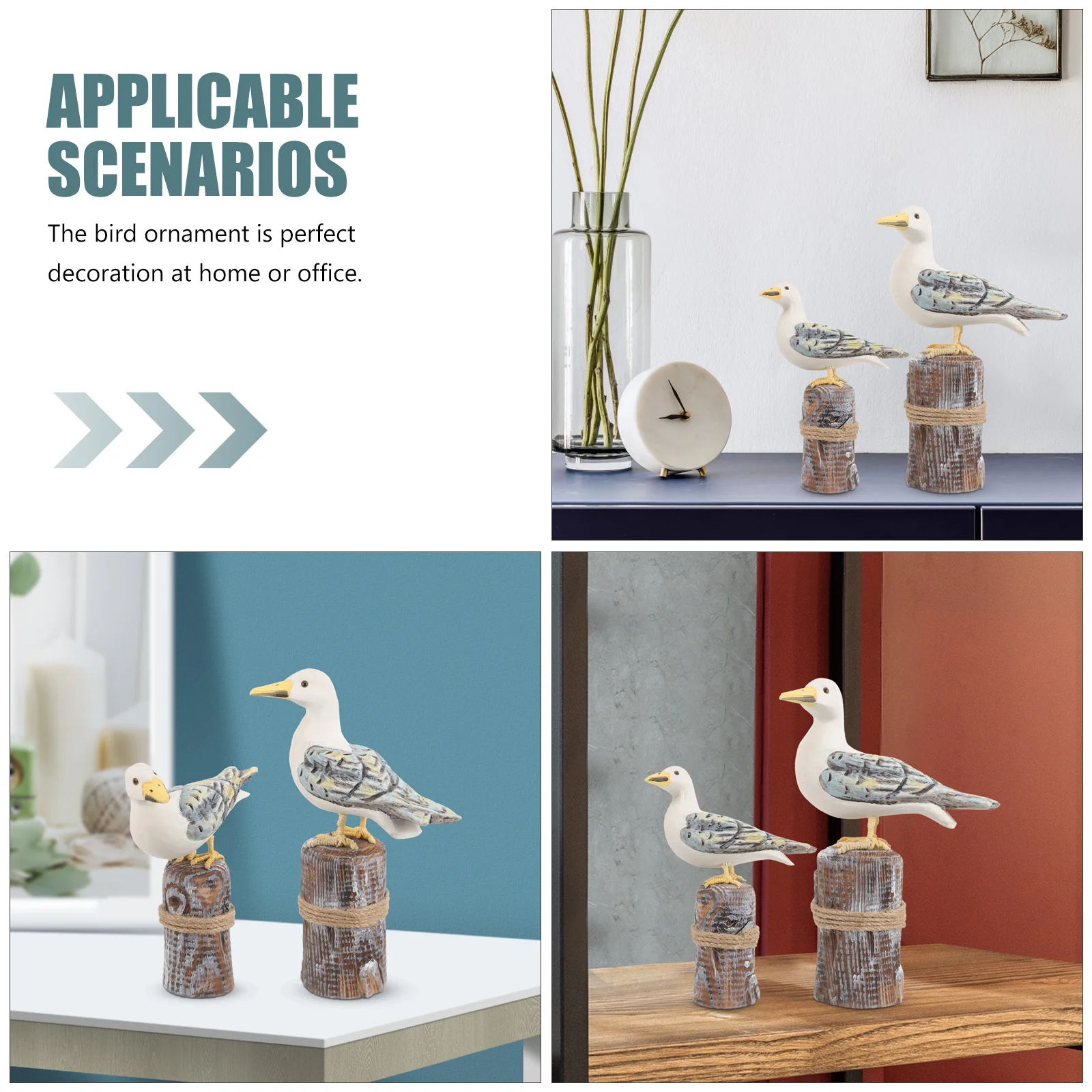 

2pcs Sea Bird Wooden Craft Coastal Birds Decor For Home Nautical Bird Decor Living Room Bedroom Shelf Decoration Ocean Ornament