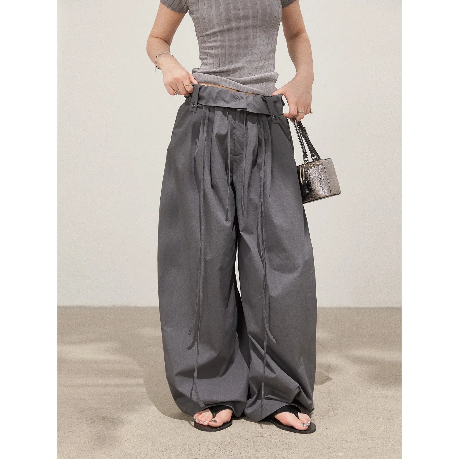 

Drapey Wide-leg Floor-length Casual Pants for Women in Early Autumn Versatile High-waisted Loose Slimming Trousers