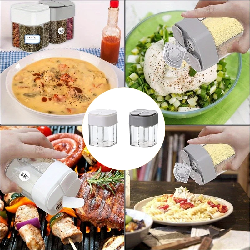 Barattolo per condimenti agitatore per sale e pepe scomparto per Dispenser di spezie trasparente con coperchi contenitore per condimenti per barbecue da cucina all'aperto