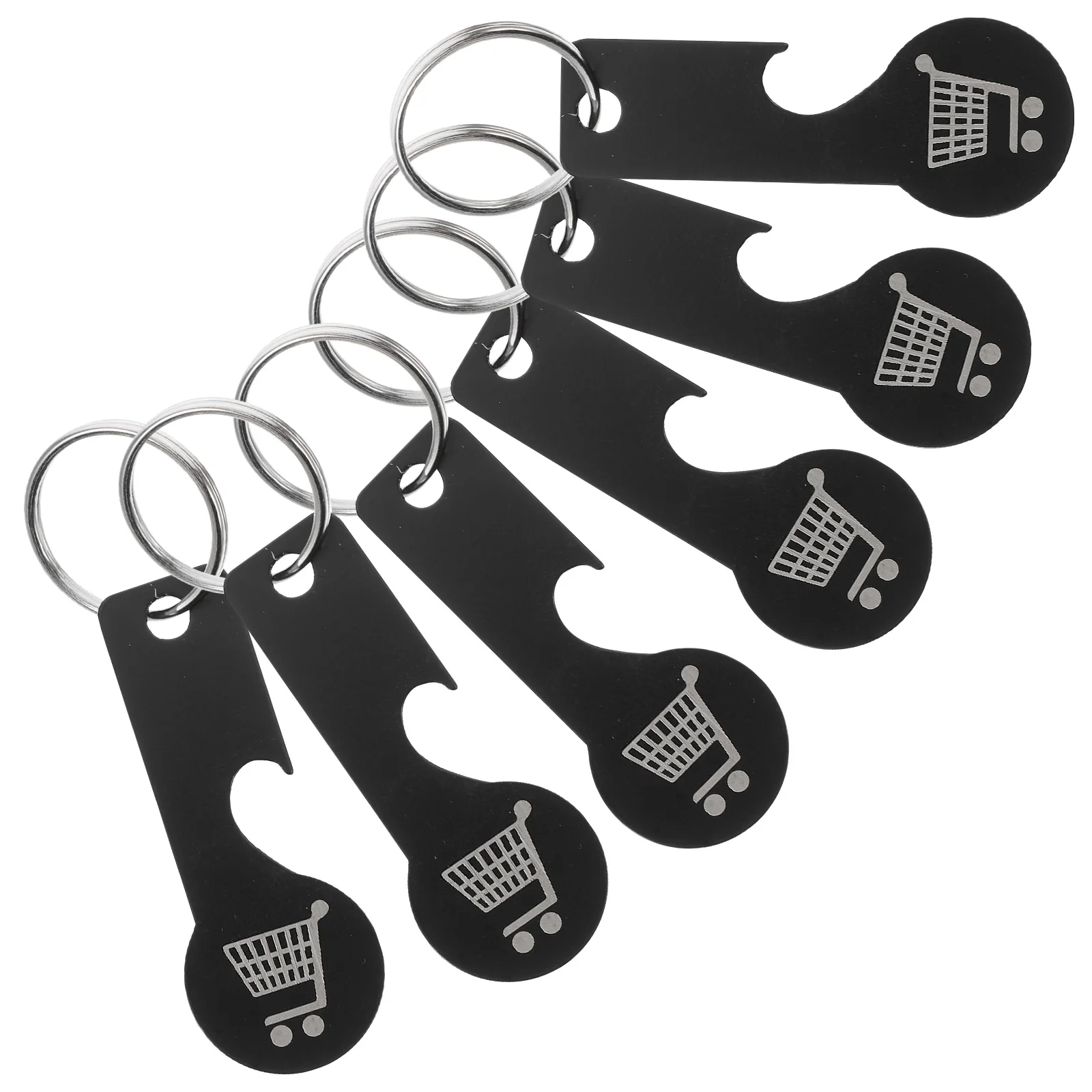 

6 pcs Stainless Steel Car Token Keychain Portable Shopping Cart Keyring Metal Token Keyrings Trolley Supply Lightweight