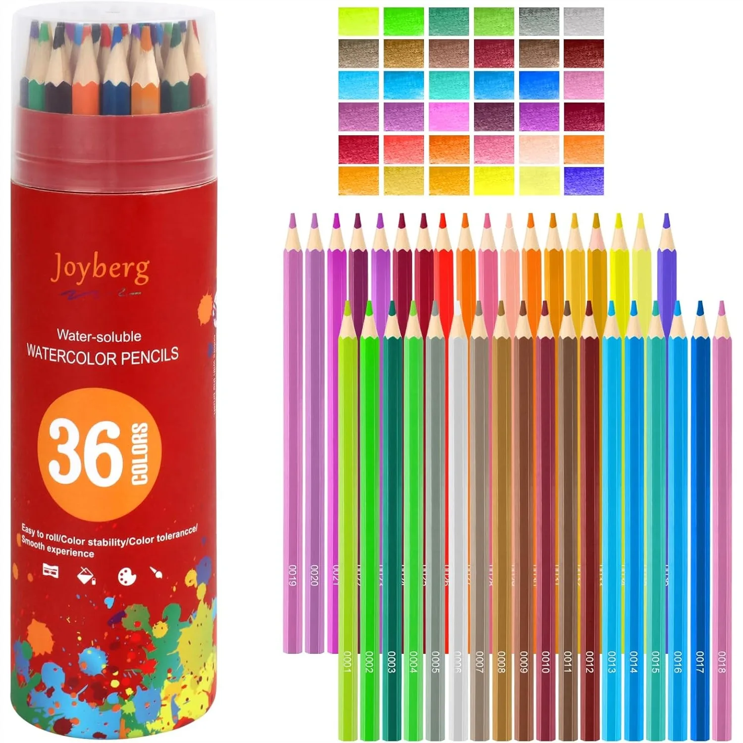 

36 Color Watercolor Pencils Set For Adult Coloring Sketch Drawing Art Supplies With Brush