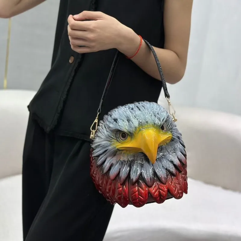 

2025 Fashionable Design Unique 3D Eagle Head Women's Handbags High Quality Halloween Bag funny Shape Crossbody Shoulder Bag