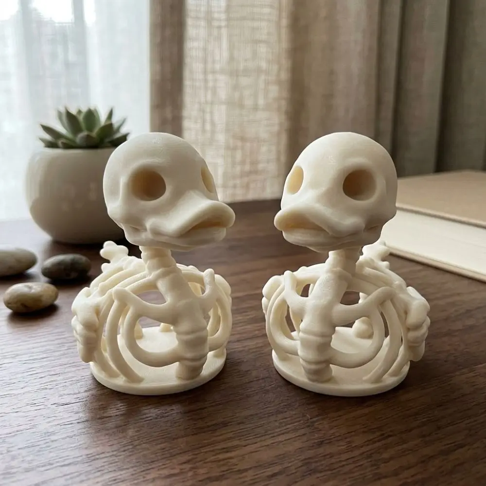 3D Printed Halloween Skeleton Duck Figurine Realistic Gothic Style Duck Skeleton Statue Spooky Fade-Proof Small Duck Bone Model