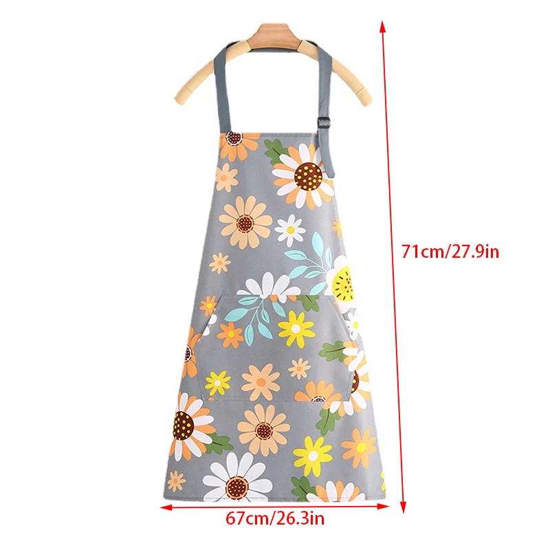 Cute Flower Cat Fruits Kitchen Household Oil-Proof Cooking Apron For Women Men Kitchen Waterproof Adult Coffee Baking Access