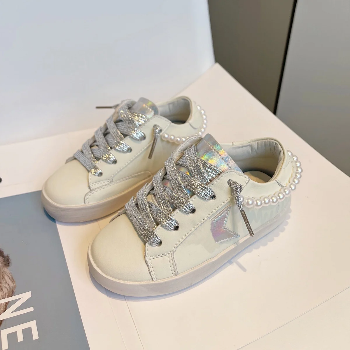 New Spring Children Shoes Leather Breathable Kids Casual Sneaker Girl Non-slip Fashion Toddler Boat Shoes With Beads XZ003