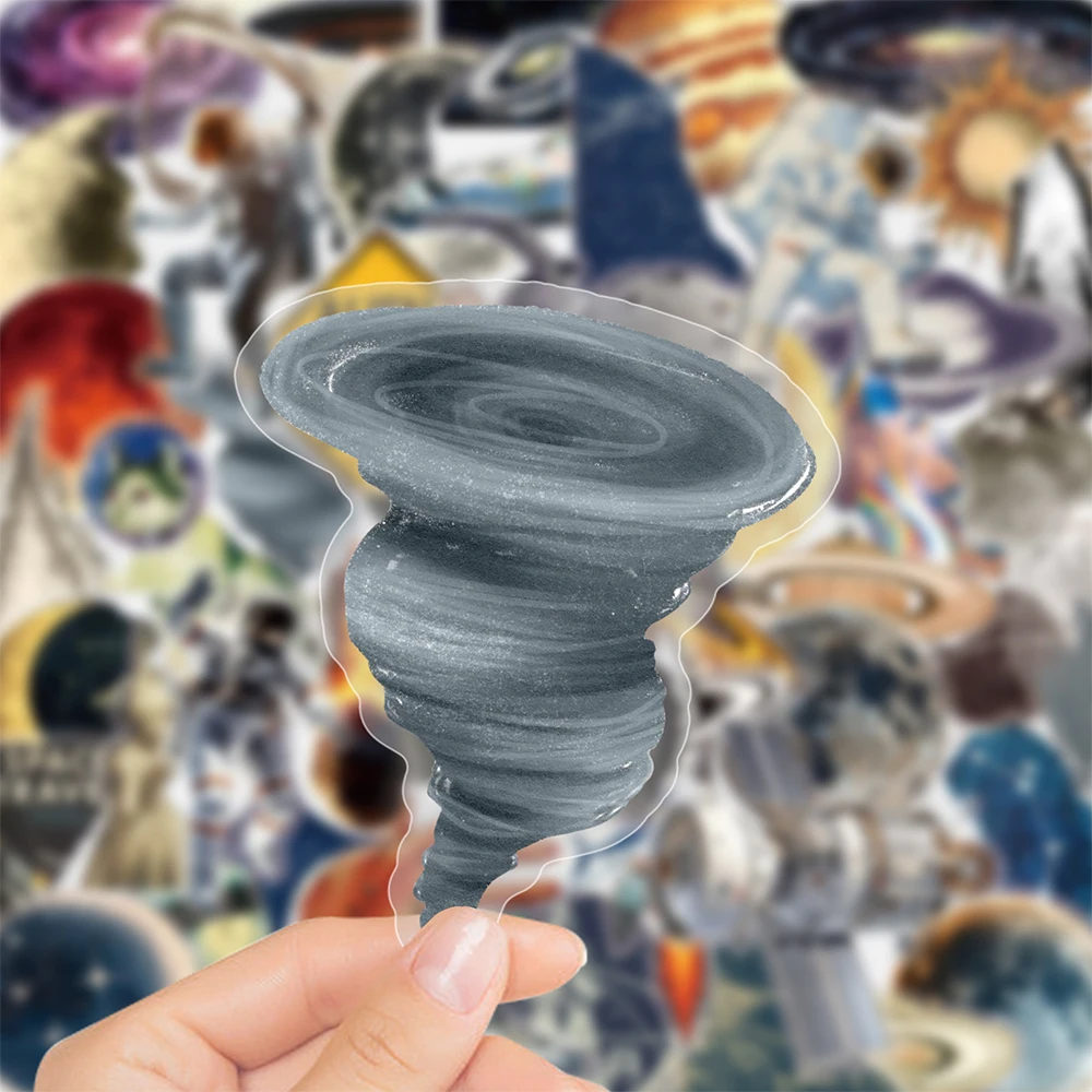 10/30/50pcs Cool Cartoon Universe Planet Stickers Galaxy Spaceflight PET Decals DIY Motorcycle Laptop Guitar Transparent Sticker