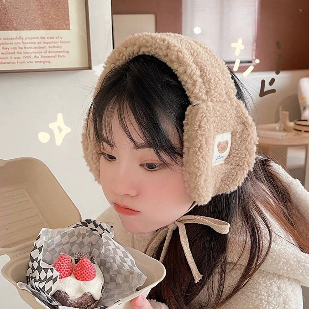 Winter Ear Muffs Fuzzy Sherpa Ear Warmers with Tie Band Behind Head Soft Plush Cold Proof Ear Covers Cozy Gifts for Women