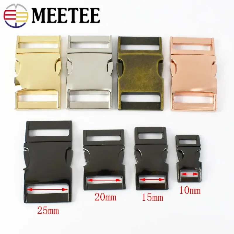 4Pcs Meetee 10-38mm Metal Side Release Buckle Bag Strap Webbing Adjust Clip Clasp Dog Collar Belt Hook DIY Hardware Accessories