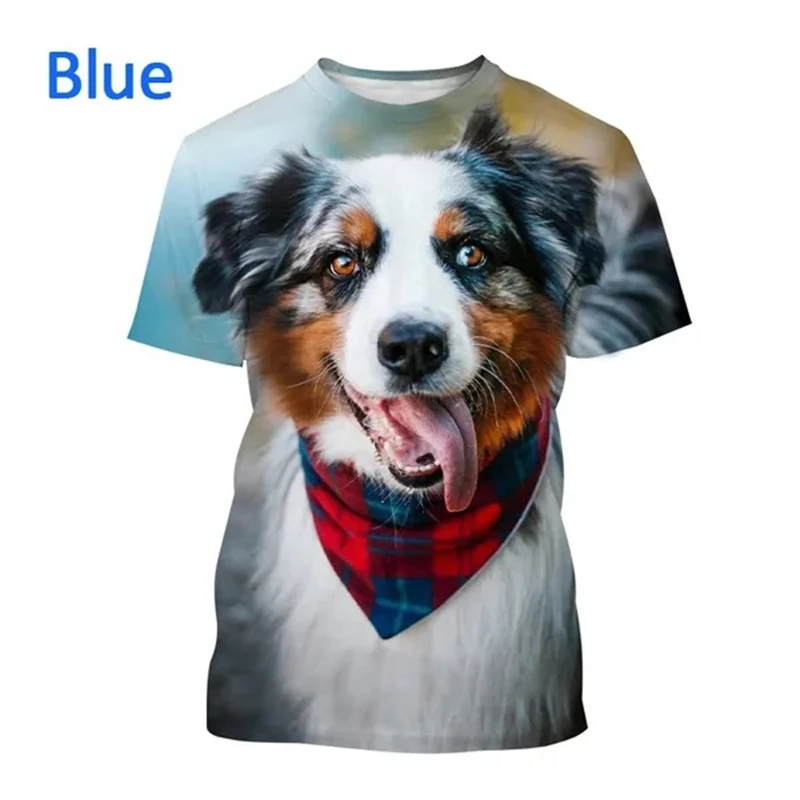 

New Animal Australian Shepherd 3D Men's Women Short Sleeve T-Shirt Casual Dog Shepherd Print Harajuku Style Street Wear TShirt