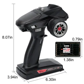 INJORA 2.4GHz 遙控 6通道數位無線電發射器,附陀螺儀接收器 T6DC T6DCG,適用於 1/8 1/10 遙控器車、船、戰車、履帶車 8 最佳銷售 遙控船拖車 - №4