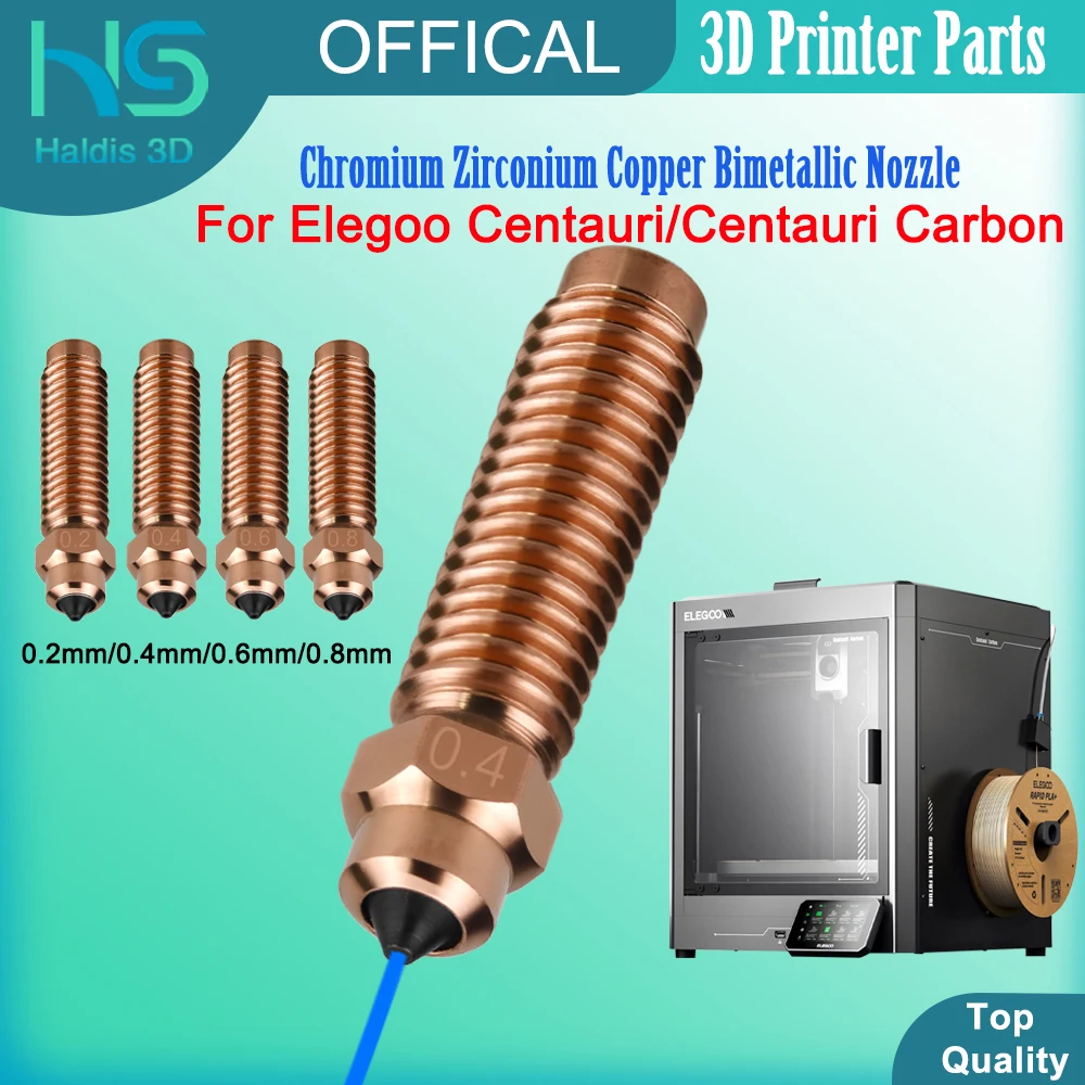 

Для Elegoo Centauri хромированная циркониевая медная биметаллическая насадка 0,2/0,4/0,6/0,8 мм Centauri Carbon Hotend насадки часть 3D-принтера