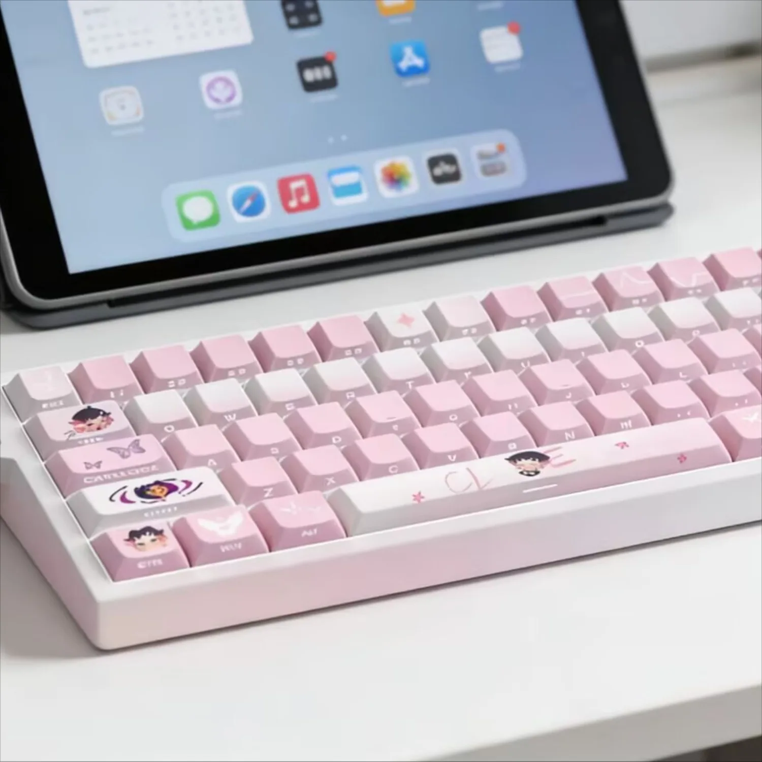 Butterfly Theme PBT Keycaps,Dye-Sub Translucent Side-engravedFit 60/64/68 Magnetic Keyboards EZ63 Ace60